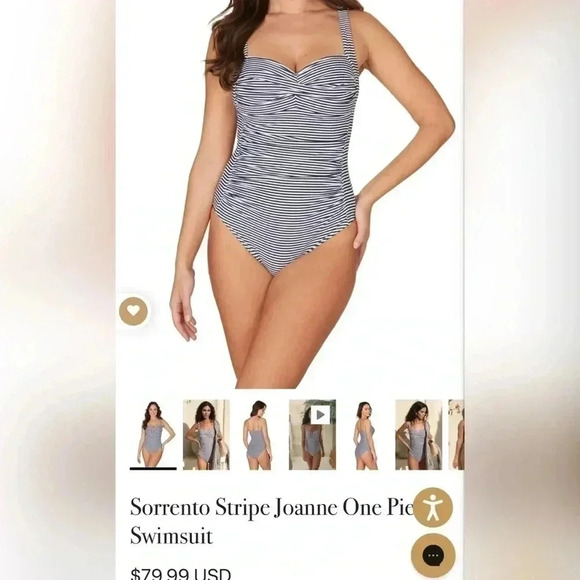 Niptuck Sorrento Stripe Joanne One Piece Swimsuit New Size 4 - Picture 2 of 7